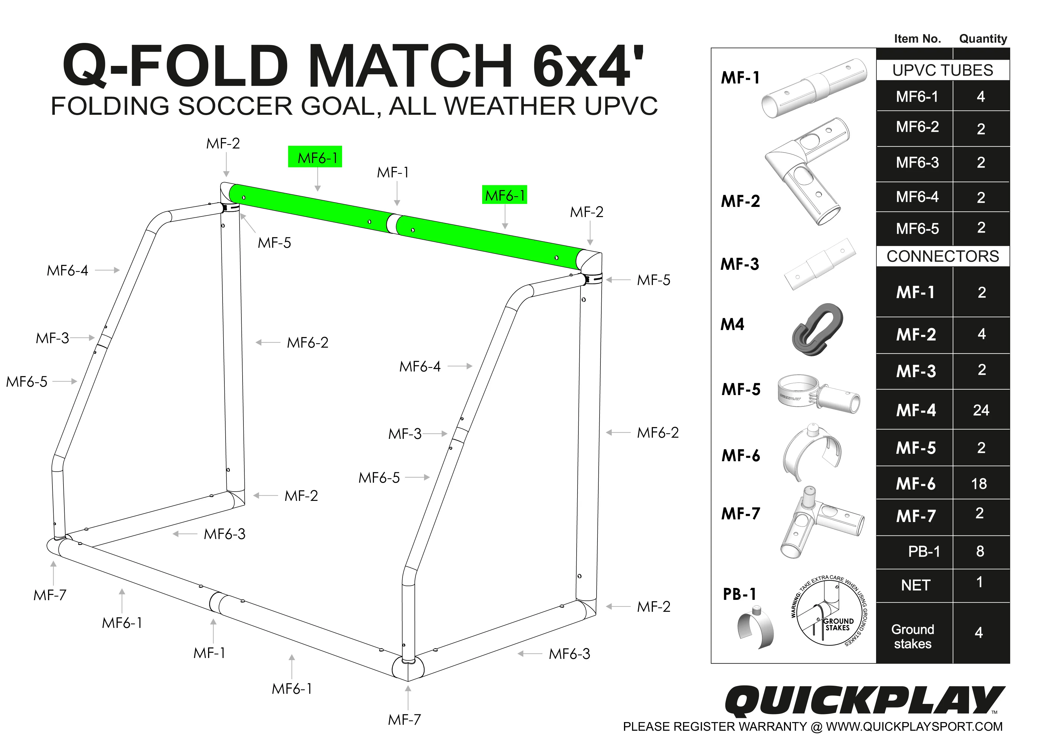 Spare Part - TUBE - Q-FOLD & Q-FOLD MATCH 6x4' - MF6-1 - Image 2